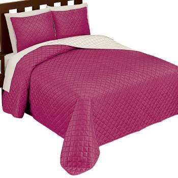 Collections Etc Classic and Elegant Quilted Diamond Textured Reversible Bedspread