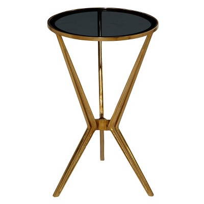 Modern Metal and Smoke Glass Accent Table Gold - Olivia & May