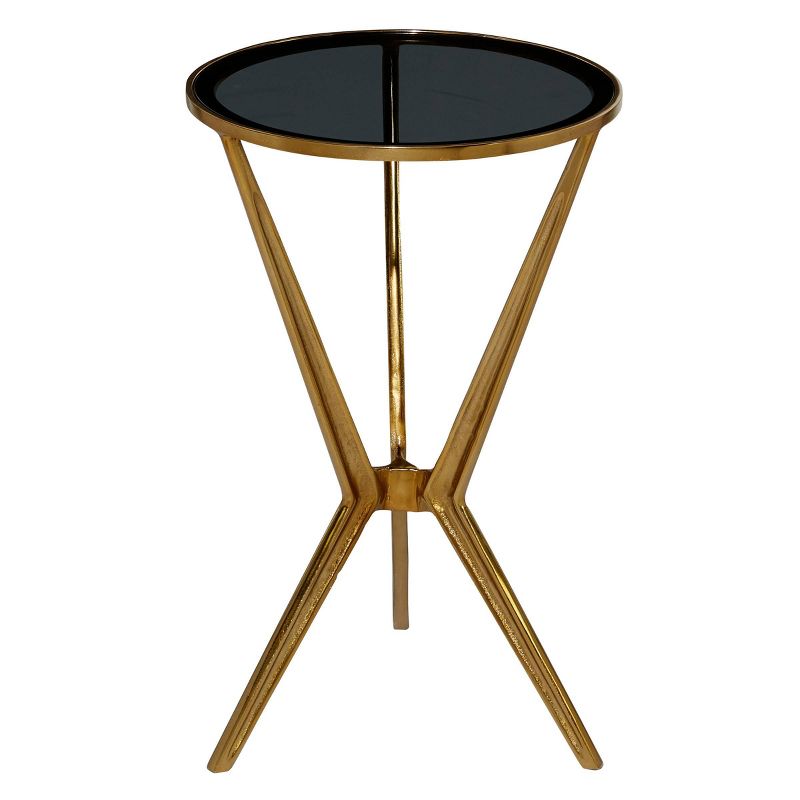 24.05&#34; Modern Metal and Smoke Glass Accent Table Gold - Olivia &#38; May, 1 of 5