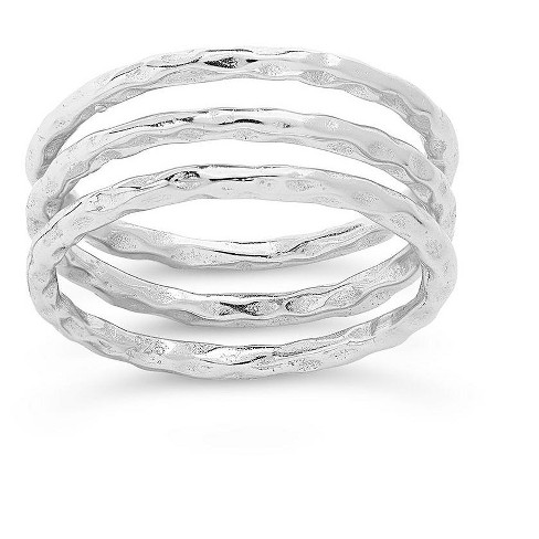 SHINE by Sterling Forever Textured Triple Band Ring Set - Silver