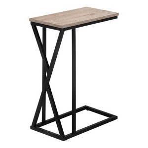 FONTOI C-shaped Side Table, Bedside Table Features Metal Frame with Asymmetrical Triangle Detail for Living Room, Bedroom, Taupe, 18.5"*25.25"*10.25" - 1 of 4