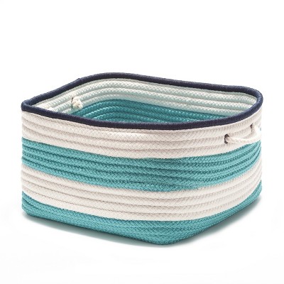 Colonial Mills Nautical Stripe Baskets Area Rug, 14 by 14 by 10-Inch, Turquoise/Navy