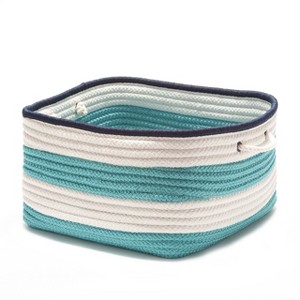 Colonial Mills Nautical Stripe Basket- Turquoise & Navy 18"x18"x12" 100% Polypropylene Square - 1 of 1