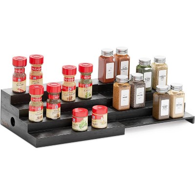 SpaceAid 4 Tier Bamboo Spice Rack Organizer for Cabinet(Black)