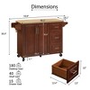 Rolling Kitchen Island Cart, Modern Barn Door Kitchen Island Table With Drop Leaf Countertop, 3 Drawers Bar Cart On Wheels With Tower Rack - 3 of 4
