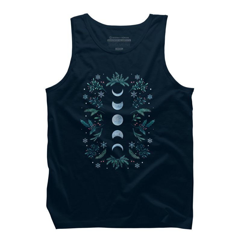 Men's Design By Humans Moonlight Garden - Teal Snow By EpisodicDrawing Tank Top, 1 of 4