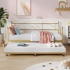 Twin Size Daybed with Trundle - Metal Daybed Frame with Steel Slats, Headboard & Roll-Out Bed, Space-Saving Sleeper Sofa - 2 of 4