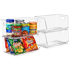 Sorbus 4 Pack Small Open Front Clear Stackable Fridge Storage Bins - Great for Kitchen Organization, Pantry Storage and more - 1 of 4