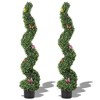 Artificial Boxwood Spiral Topiary Trees, 2 Pcs Outdoor Faux Plants with Insect Decoration, Evergreen Artificial Plants Outdoor for Decorative - 2 of 4
