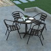 Emma and Oliver 4 Pack Aluminum Commercial Indoor-Outdoor Restaurant Stack Chair with Triple Slat Faux Teak Back - 4 of 4