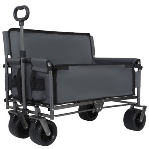 FURNIinspire Outdoor Serving Carts 3-in-1 Convertible Folding Wagon Cart Bench Seat Storage 500lbs Heavy-Duty Utility Wagon, Gray, 37"*24.02"*40.94" - 1 of 4
