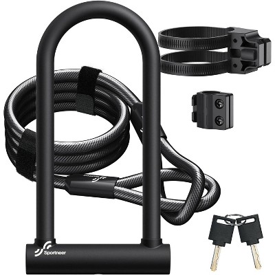 Sportneer Bike U Lock - 18mm Shackle Heavy Duty Bike Lock with 6ft Security Cable