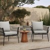 LuxenHome Outdoor Aluminum with PE Rope Armchair with Cushions Black - 3 of 4