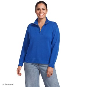Lands' End Women's Plus Size Drifter Slim Quarter Zip Sweater - 3X