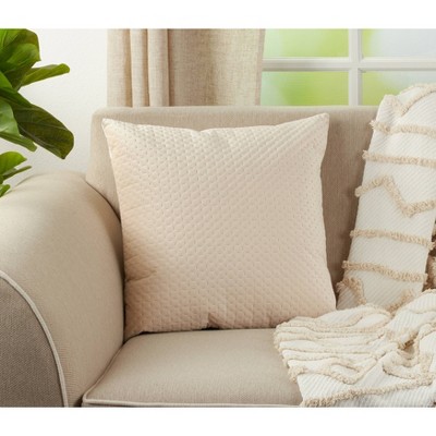Natural Pinsonic Velvet 18" x 18" Square Throw Pillow