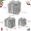 Set of 3 Christmas Lighted Gift Boxes, Pre-Lit Gift Present Boxes with Ribbons and Bows - 2 of 4