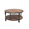 2-Tier Round Wood Coffee Table with Storage Shelf & Roman Column Metal Frame – Rustic Circle Center Table - 4 of 4
