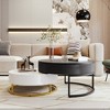 31.5" Modern Round Lift-Top Nesting Coffee Tables with 2 Drawers in White & Natural for Living Room, Apartment, or Lounge - 3 of 4