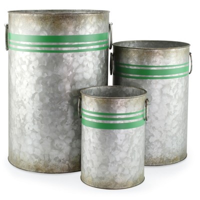 AuldHome Design Galvanized Greenery Buckets, 3pc Set