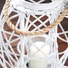 15" x 15" Woven Rattan/Glass Lantern with Burlap Jute Rope Handle White - Olivia & May - image 3 of 4