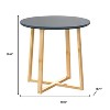 HomeRoots 20" Gray and Natural Solid Wood Round Cross Legs End Table - 3 of 4