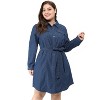 Agnes Orinda Women's Plus Size Long Sleeves Belted Midi Denim T-Shirt Dresses - 2 of 4