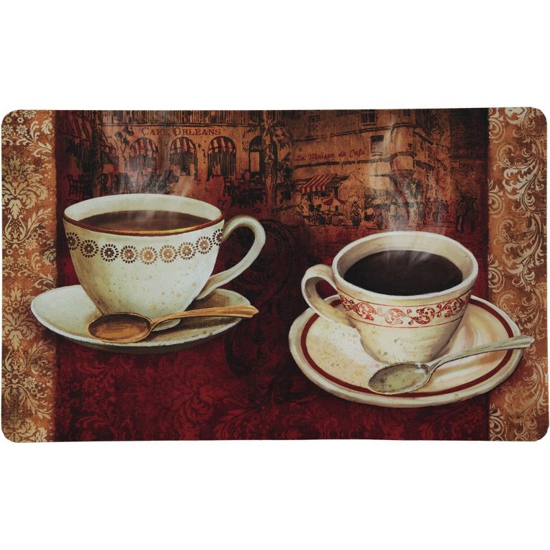 J&V TEXTILES 18" X 30" Cushioned Kitchen Floor Standing Mat (French Coffee), 1 of 5