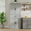 Tall Kitchen Pantry Cabinet, Storage Cabinet with 4 Doors & Adjustable Shelves, 70" Freestanding Cupboard, Tall Bathroom Linen Cabinet - 4 of 4