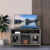 Modern Farmhouse TV Stand For Television Up To 65”Entertainment Center With Electric Fireplace Storage Cabinet Adjustable Shelves, Gray - image 2 of 4