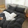 Striped Duvet Cover Set, 100 Cotton Jersey Knit, Wrinkle - Free, Heathered Charcoal White Stripes, King - 4 of 4