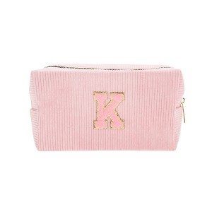 Unique Bargains Corduroy Rectangular Letter Makeup Bag Pink 1 Pc - 1 of 4