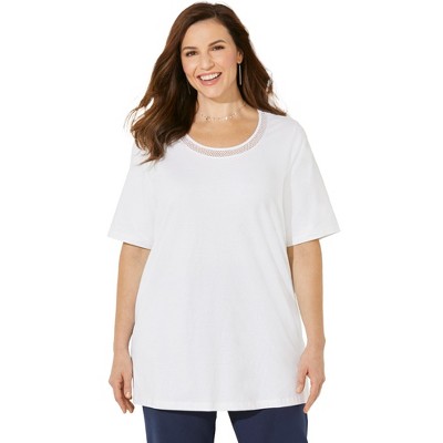 Catherines Women's Plus Size Suprema Embroidered Scoopneck Tee