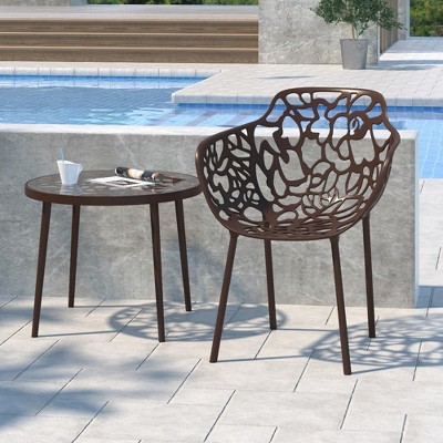 Devon Brown Aluminum Cut-Out Outdoor Dining Chair