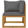 Garden Bench Dark gray cushions, Natural wood - 3 of 4