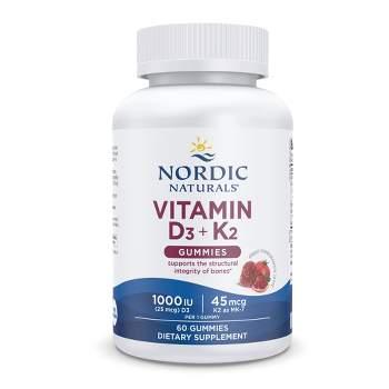 Nordic Naturals Vitamin D3+K2 Gummies -  Cholecalciferol Vitamin D3 + K2, 60 Ct