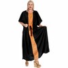 LA LEELA Women's House Daily Routine Evening Wear Vacation Casual Dailywear Holiday Loungewear Plus Size Caftan Maxi Boho Nightwear 2X-3X Black, Solid - 4 of 4