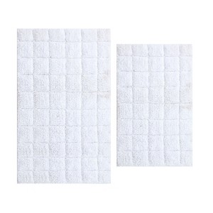 Knightsbridge Stylish And Comfortable Traditional Orbit Design 2 PC Cotton Bath Rug Set 20"x30" & 24"x40" Stone - 1 of 4