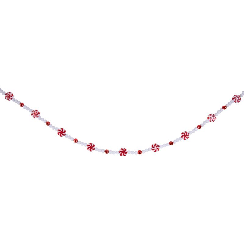 Northlight 9' Red and White Peppermint Candy Beaded Christmas Garland, Unlit, 4 of 7