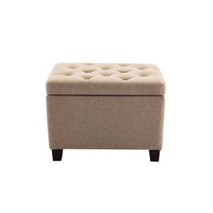 24" Tufted Storage Ottoman and Hinged Lid - WOVENBYRD - 1 of 4