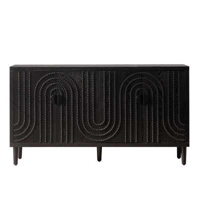 NicBex Sideboard Cabinet with Storage Modern Minimalist Freestanding Buffet Cabinet with 4 Doors for Kitchen,Living Room,Black