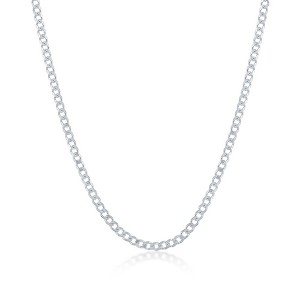 Links of Italy Sterling Silver, 2mm Curb Chain - Rhodium Plated - Available Sizes: 20  , 22  , 24  Inches - 1 of 3