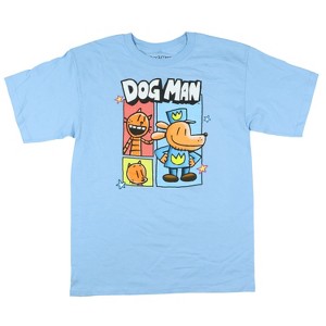 Seven Times Six Dog Man T-Shirt Big Boys' Petey and Dog Man Short Sleeve Graphic Top Blue - 1 of 4