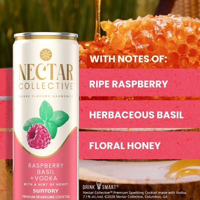 Nectar Collective Raspberry Basil Vodka Cocktail - 4pk/12 fl oz Cans