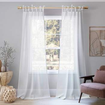 Bethany Slub Textured Linen Blend Sheer Tie Top Curtain Panel - No. 918