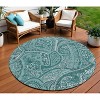Teal Blue Aqua And Ivory Paisley Washable Indoor Outdoor Area Rug - 2 of 4