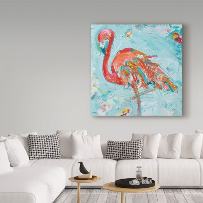 Kellie Day Colorful Flamingo Canvas Art, 18x18 Inch