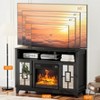 VINGLI Fireplace TV Stand for TVs up to 60'', Mirrored Media Entertainment Center Console Table with 18'' Electric Fireplace, Black - 2 of 4