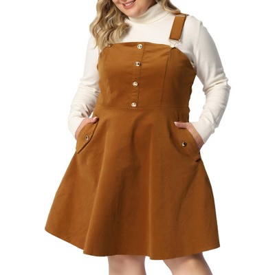 Agnes Orinda Women's Plus Size Corduroy Pinafore Short Adjustable Strap  Overall Dress : Target