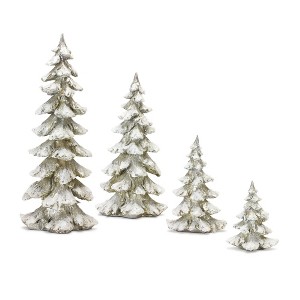 Silver Resin Christmas Trees with Frosted Finish (4-Piece Set) by Melrose - 1 of 4