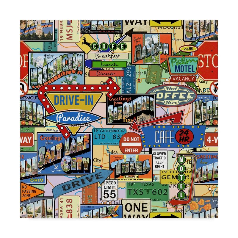 18&#34; x 18&#34; Travel Signs by Jean Plout - Trademark Fine Art, 1 of 6